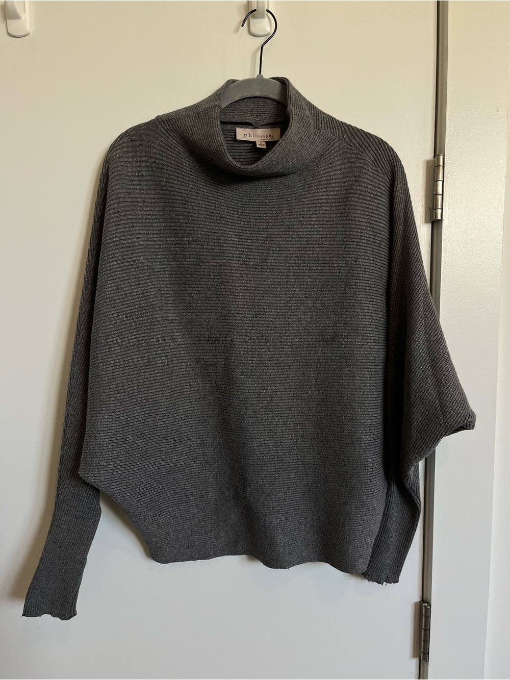 Philosophy grey sweater, mock-neck, loose fit